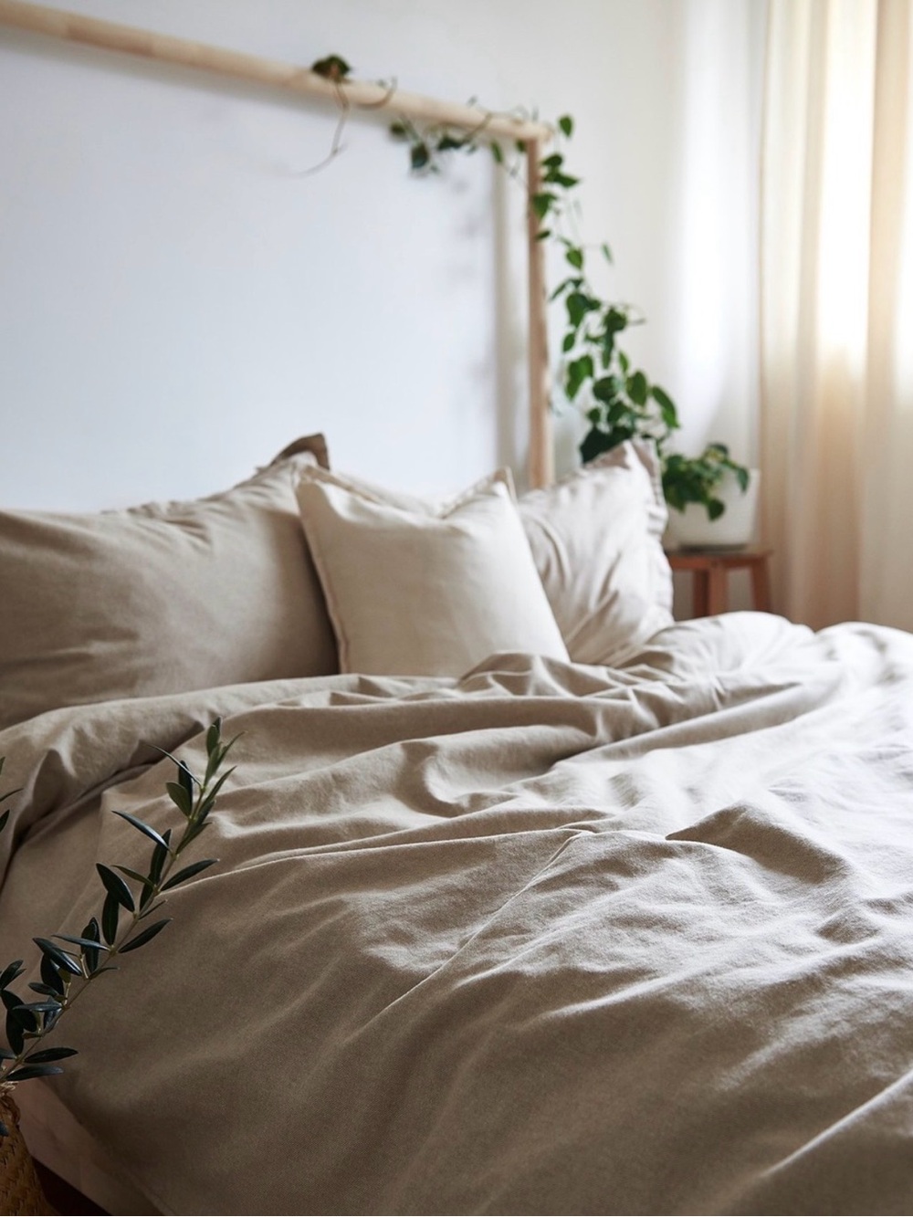 Neutral Cotton Duvet Cover Set in Beige - Soft Home Bedding